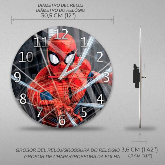 ERT GROUP Reloj de Pared Spiderman Marvel 30.5cm Mecanismo Silencioso con Revestimiento Brillante 2 ERT GROUP Reloj de Pared Spiderman Marvel 30.5cm Mecanismo Silencioso con Revestimiento Brillante 2