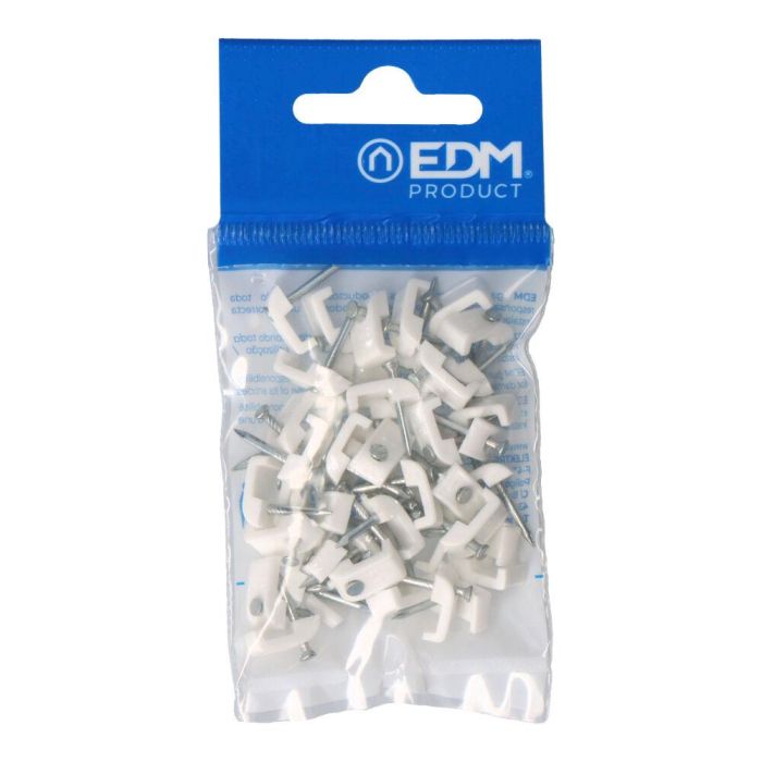 Edm Grapa blanca para cable manguera plana 2x1,0mm nº03 (blister 50 unid.)