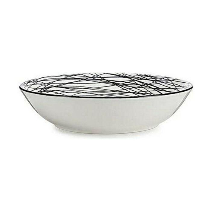 Plato Hondo Vessia MB19A3181-SB MB19A3181-SB Blanco Negro Porcelana Rayas 20 x 4,7 x 20 cm 1