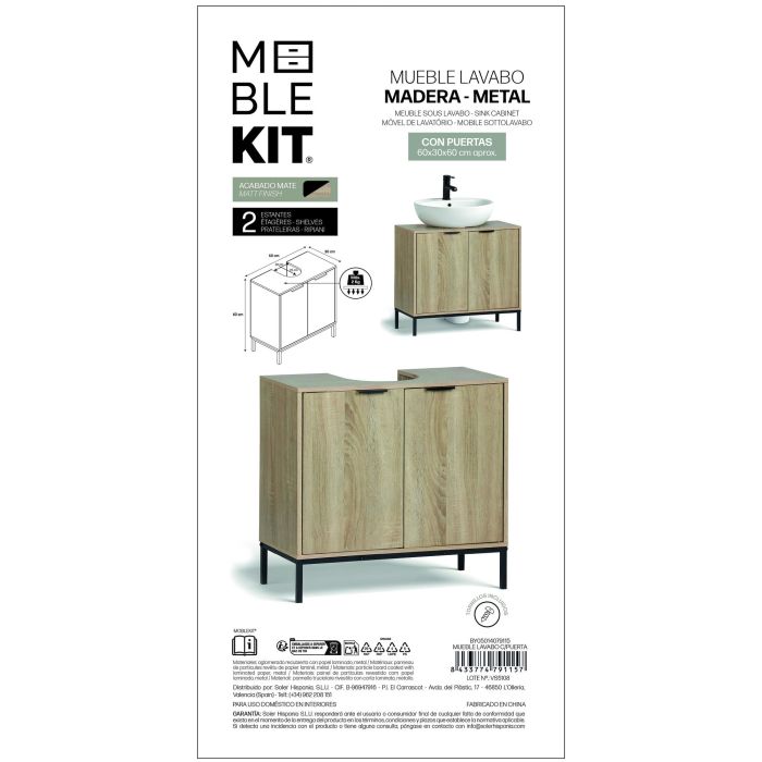 Inde Mueble Lavabo con Puerta Moblekit 60x30x60 cm 3 Inde Mueble Lavabo con Puerta Moblekit 60x30x60 cm 3