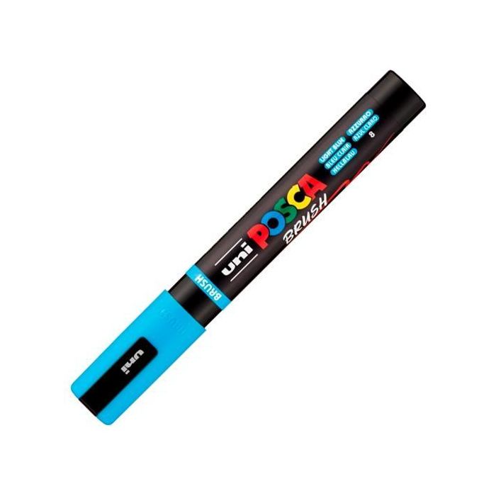 POSCA PC-5BR Marcador Brush Punta M Semiflexible Azul Claro