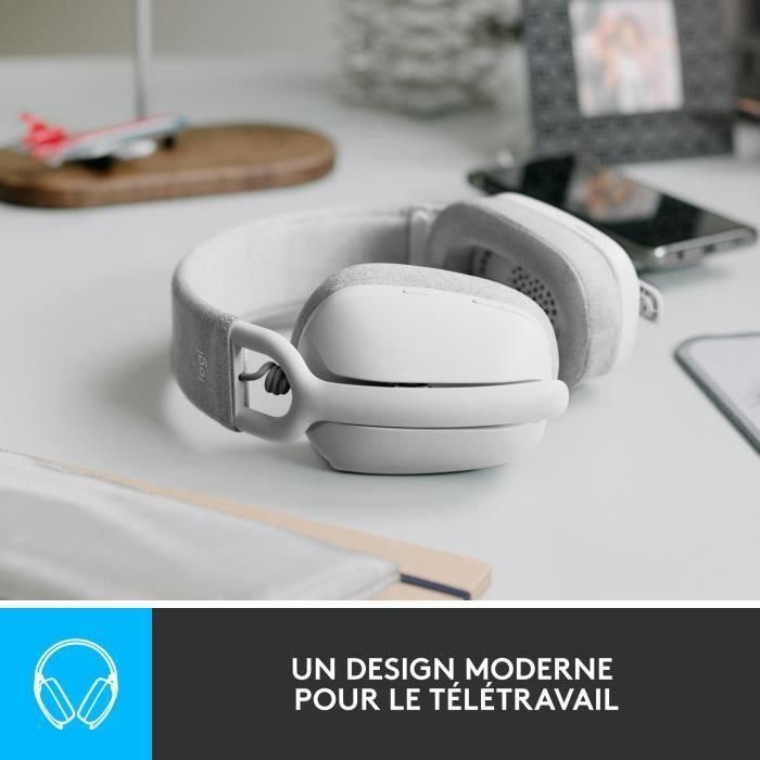 Logitech - Casco de escucha inalámbrica ligera con micro anti -nodicidad - Vibra 100 - Área blanca 1