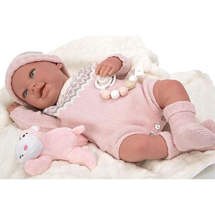 Muñeca reborn arias 45 cm anais c/manta y peluche 18