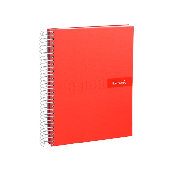 Cuaderno Espiral Liderpapel A4 Crafty Tapa Forrada 80H 90 gr Cuadro 4 mm Con Margen Color Roja 4