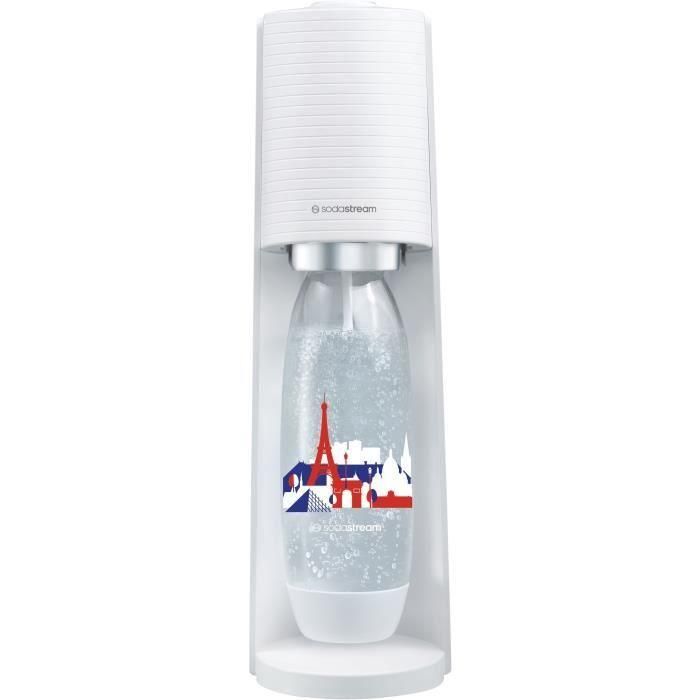 SODASTREAM Terra - Máquina de agua con gas blanca + 1 botella Fuse edición francesa de 1L + 1 recambio de gas Clip-on de 60L SODASTREAM Terra - Máquina de agua con gas blanca + 1 botella Fuse edición francesa de 1L + 1 recambio de gas Clip-on de 60L