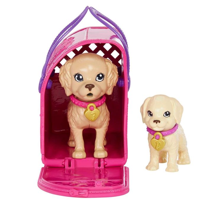 Barbie HKD86 Muñeca Adopta Perritos: Conjunto de Juego Interactivo Pup Adoption con 2 Cachorros Cambio de Color y Transportín - Edad +3 años 2