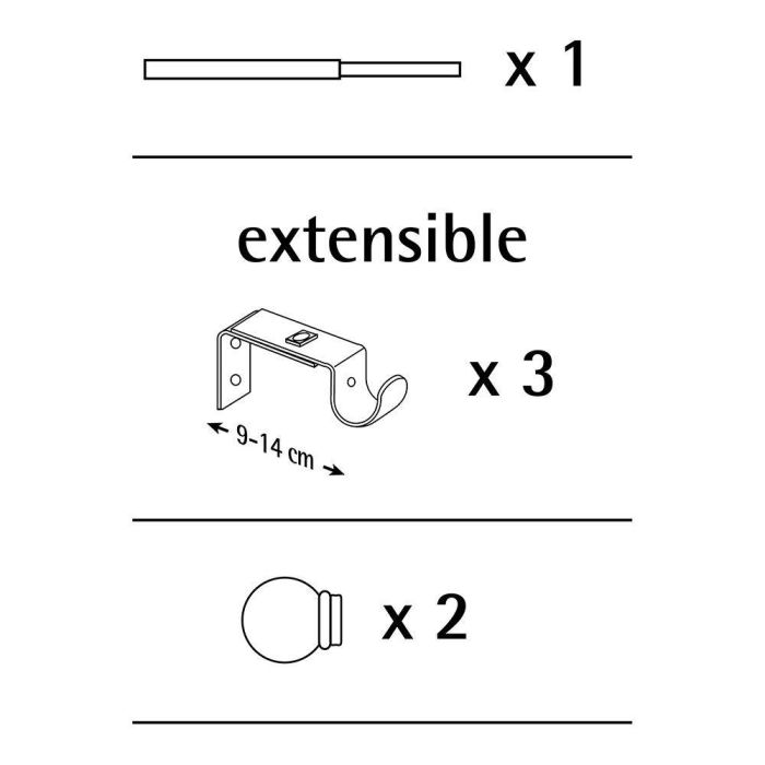 Cintacor - Stor Planet Kit Barra Cortina Báculo Plata Extensible 160-300 cm Acabado Satinado Cintacor - Stor Planet Kit Barra Cortina Báculo Plata Extensible 160-300 cm Acabado Satinado
