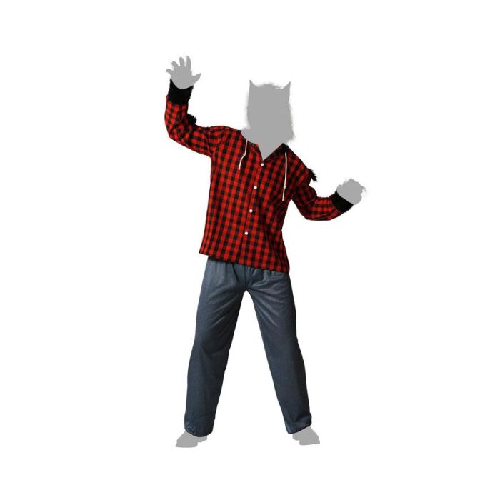 Disfraz Hombre Lobo Con Camisa De Cuadros Y Pantalón Halloween Adulto Talla XXL
