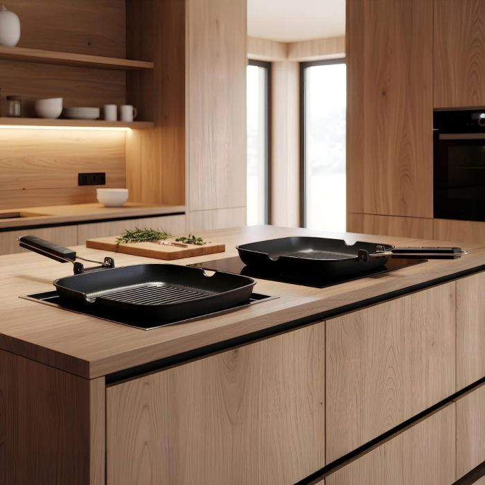 Asador Cuadrado Aluminio Fundido Ebano Quid 24 cm 3