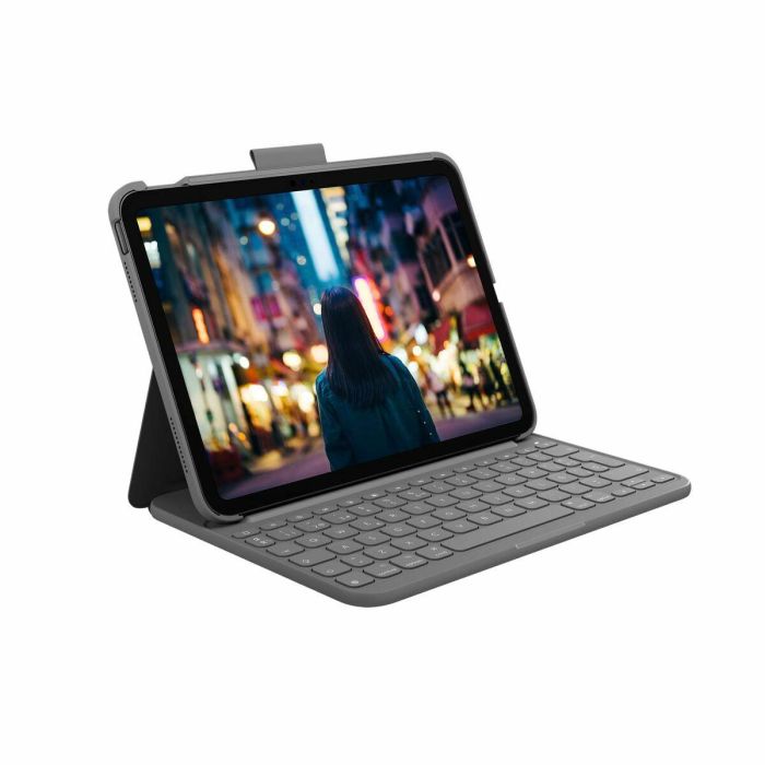 Funda para iPad + Teclado Logitech Slim Folio Gris Qwerty Español QWERTY