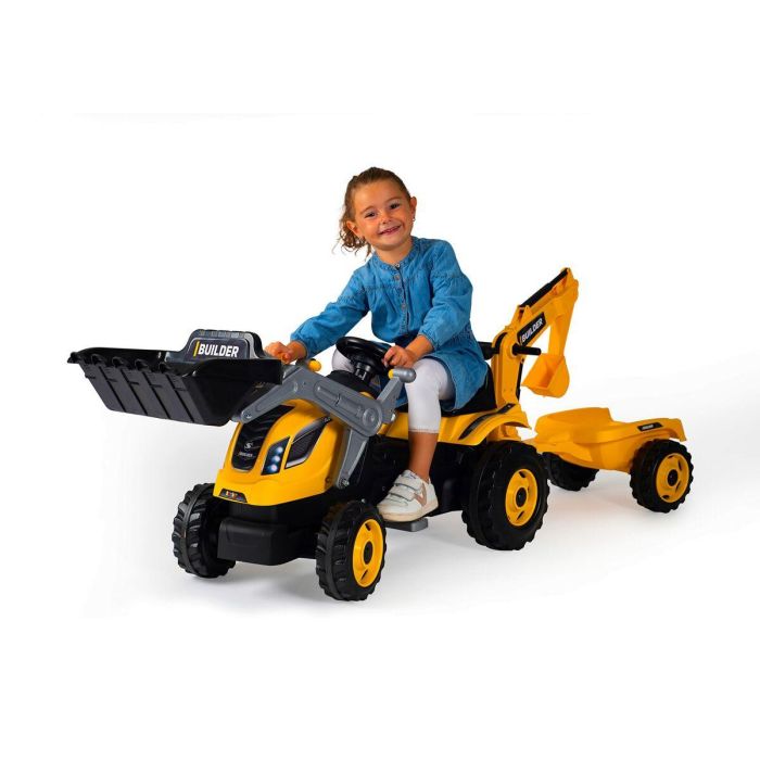 Smoby Tractor de Pedales Max Builder con Remolque, Pala y Cargador - Naranja SMO3032167103048 1