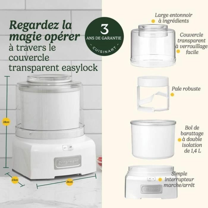Heladera CUISINART ICE21E, 35 W, 1,4 L, color blanco 1