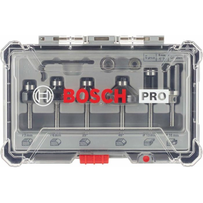 Bosch Professional 2607017468 Caja de 6 Fresas de Afeitar/Chaflanar/Redondear con Vástago de 6 mm