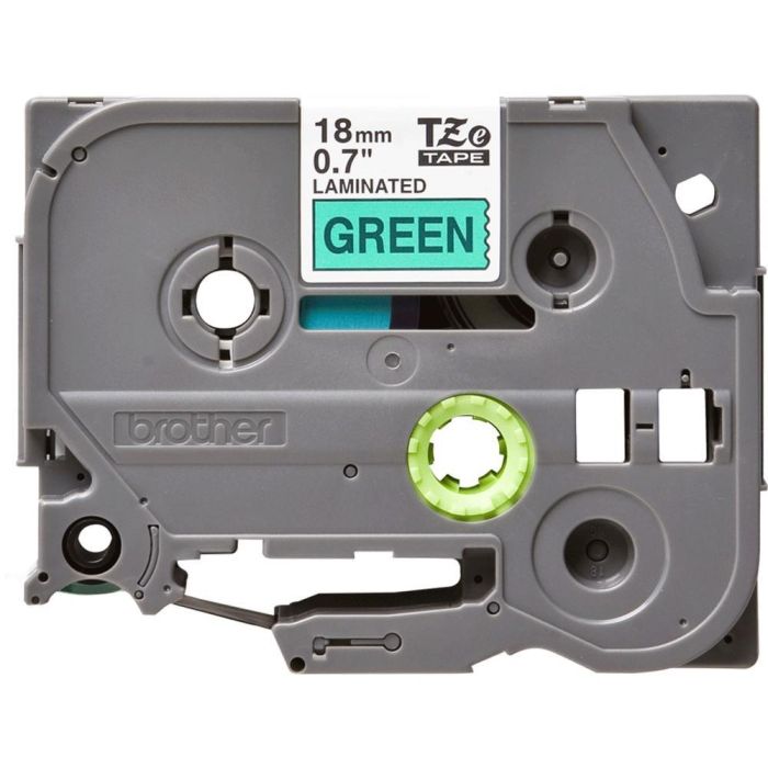 Brother TZe-741 Cinta Laminada Negro sobre Verde 18 mm x 8 m para Rotuladoras Brother TZe