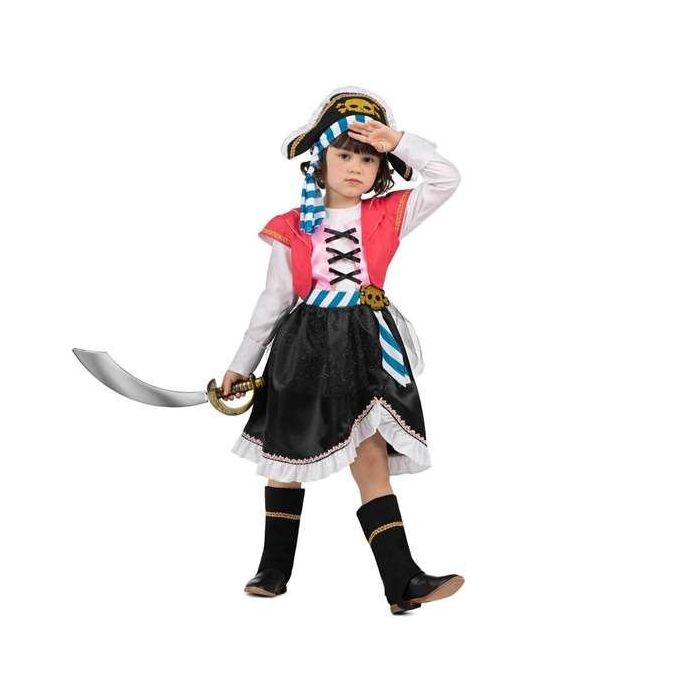 Disfraz pirata gorro, vestido con corpiño, chaleco y cinturón, y cubrebotas talla 5-6 y 5 Disfraz pirata gorro, vestido con corpiño, chaleco y cinturón, y cubrebotas talla 5-6 y 5