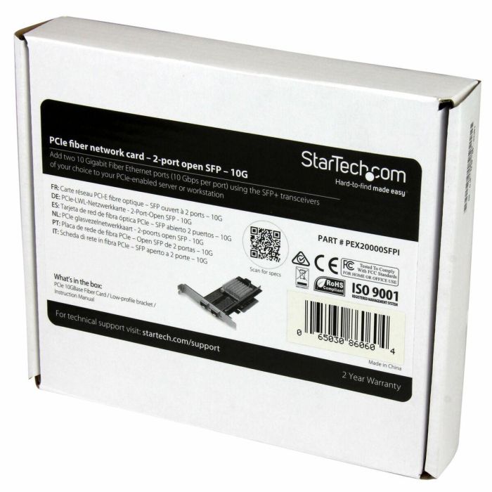 Tarjeta de Red Startech PEX20000SFPI 8 Tarjeta de Red Startech PEX20000SFPI 8