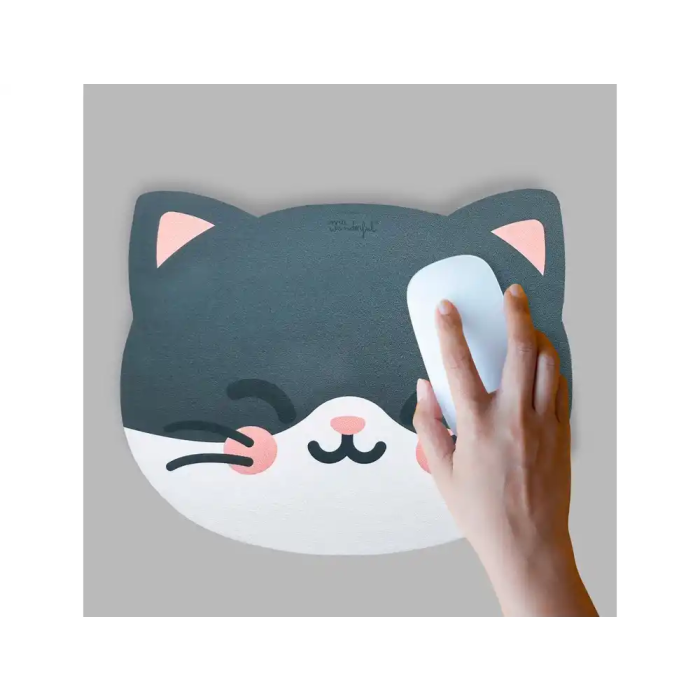 Wondee Alfombrilla para Ratón Mr. Wonderful Forma Gato Antideslizante Control Preciso Cómoda Lavable 1