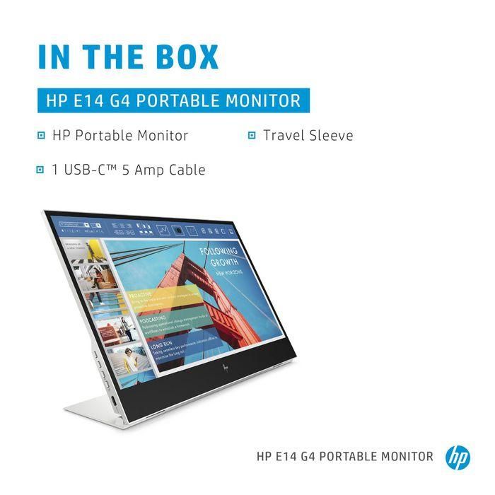 HP E14 G4 Monitor Portátil con Conexión USB-C, Pantalla Extra Brillante y Soporte Abatible para Máxima Productividad y Trabajo Flexible 7 HP E14 G4 Monitor Portátil con Conexión USB-C, Pantalla Extra Brillante y Soporte Abatible para Máxima Productividad y Trabajo Flexible 7