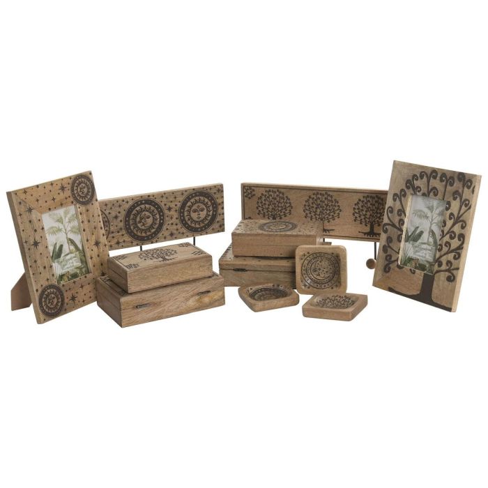 DKD Home Decor Bandeja Vaciabolsillos Cottage Marron Mango 9.5 x 9.5 x 2 cm (2 Unidades) 1