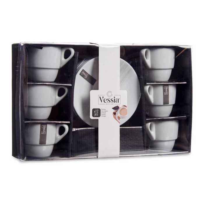 Set 6 Tazas Cafe Porcelana Blanca Con Plato 200Ml Vessia 22X8CM (6 Unidades) 2 Set 6 Tazas Cafe Porcelana Blanca Con Plato 200Ml Vessia 22X8CM (6 Unidades) 2