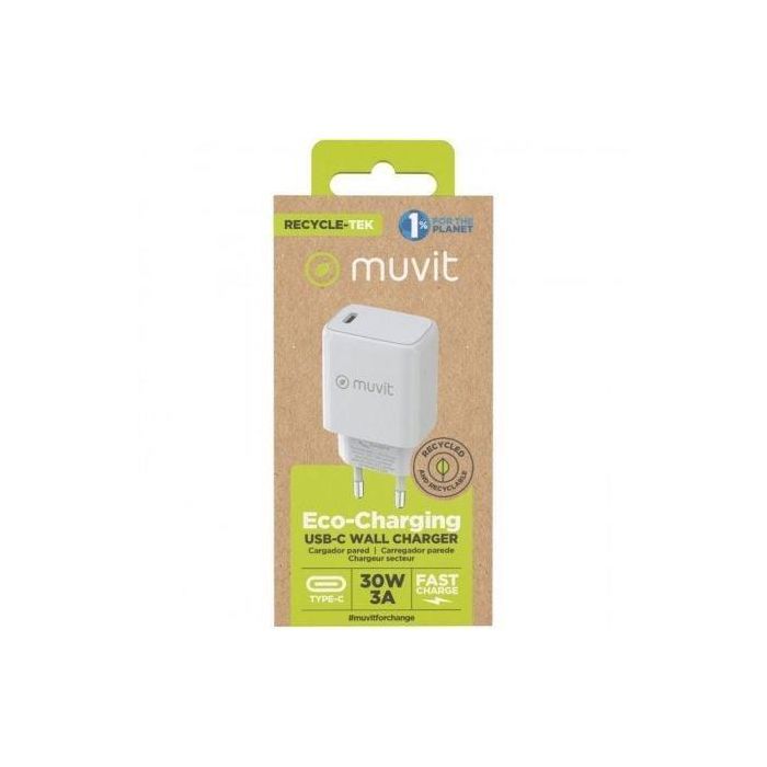 Cargador de Pared Muvit For Change MCACC0014/ 1xUSB Tipo-C/ 30W 2