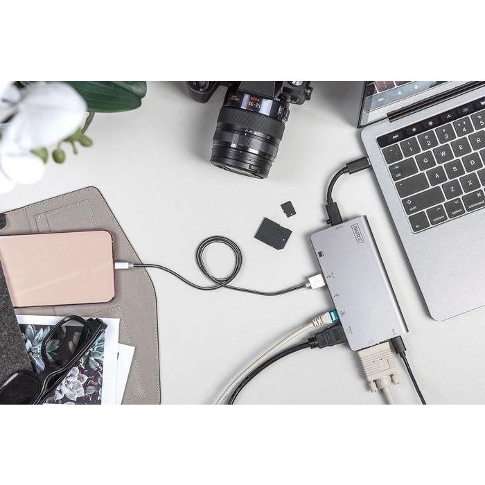 Digitus USB-C Multiport Travel Dock, 8 Port, gray 2x video, 2x USB-C, 2x USB3.0, RJ45,2x card reader 6 Digitus USB-C Multiport Travel Dock, 8 Port, gray 2x video, 2x USB-C, 2x USB3.0, RJ45,2x card reader 6