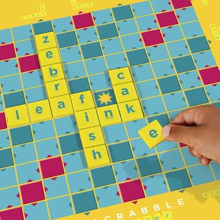 Mattel Games Scrabble Junior Juego de Mesa Educativo para Niños, Doble Cara, Ayuda al Aprendizaje de Lectura y Composición de Palabras +6 Años 3