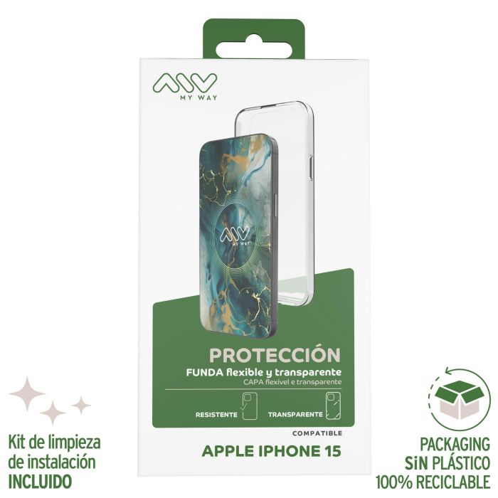 Carcasa Myway Apple Iphone 15 Transparente 2 Carcasa Myway Apple Iphone 15 Transparente 2