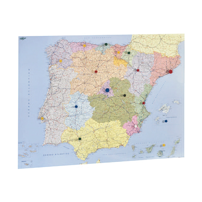 Faibo Mapa Mural España y Portugal Autonómico Plastificado Enrollado 98x134 cm 1