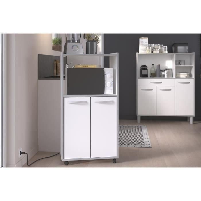LISTO Carro de Cocina L 60cm Blanco – Mueble Bajo Auxiliar 2 Puertas Melamina Mate – Hecho en Francia 2 LISTO Carro de Cocina L 60cm Blanco – Mueble Bajo Auxiliar 2 Puertas Melamina Mate – Hecho en Francia 2