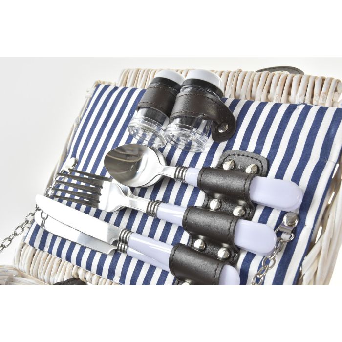 Cesta Picnic DKD Home Decor Blanco Azul 40 x 42 x 40 cm Set de 25 2