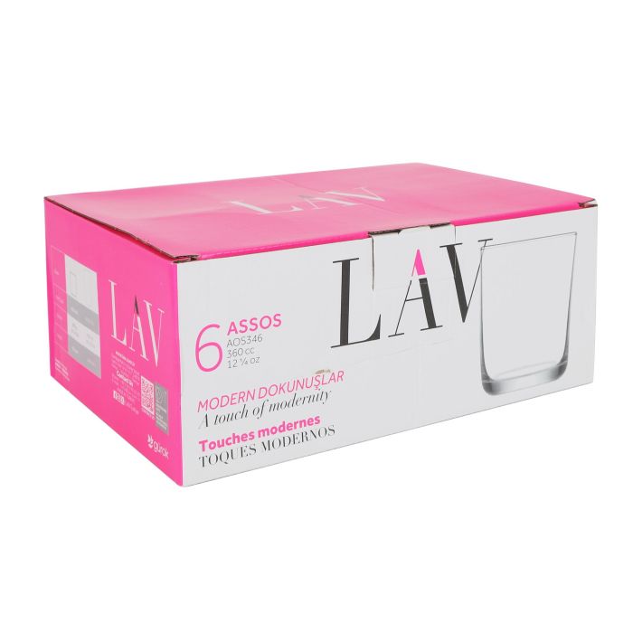 Lav Set 6 Vasos 360 cc Colección Assos (8 Cajas)