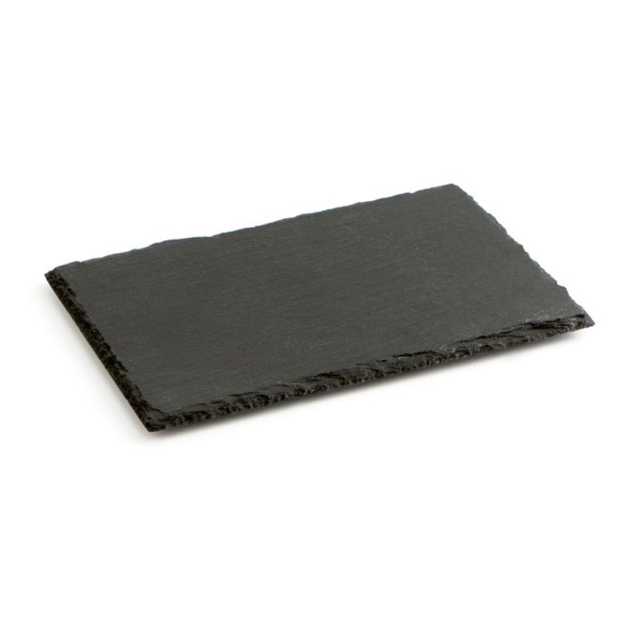 Quid Bandeja de Pizarra Gastro Fun Negra 20x13 cm Pack de 12 Unidades, Mineral, Fácil de Limpiar, Apilable, Higiénica y Reciclable