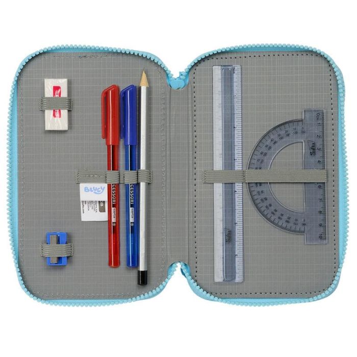 Safta Plumier Escolar Triple Bluey, Estuche Pedagógico con 36 Piezas y 2 Compartimentos con Cremallera 195x125x55 mm 3