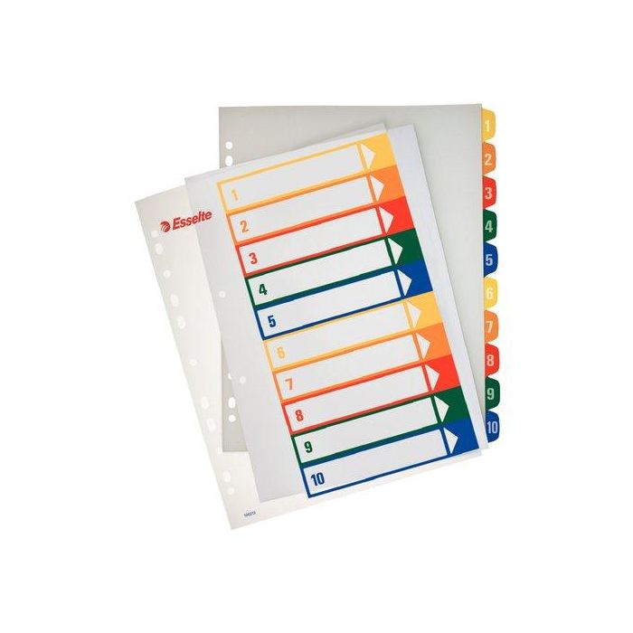 Indice Esselte Pp Numerico Imprimible A4+ Pestañas 1-10 11 Taladros