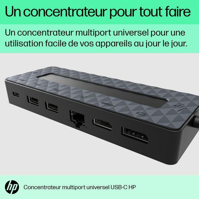 HP Universal USB-C Multiport Hub con 7 Puertos, Passthrough de Datos y Alimentación, Soporte Dual 4K HDMI 2.0 y DisplayPort 1.2 para PC 11