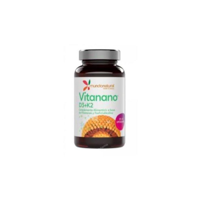 Vitanano Vitaminas D3 + K2 Liposomado 30 Cápsulas. Alta absorción para Huesos. Colecalciferol y Menaquinona-7