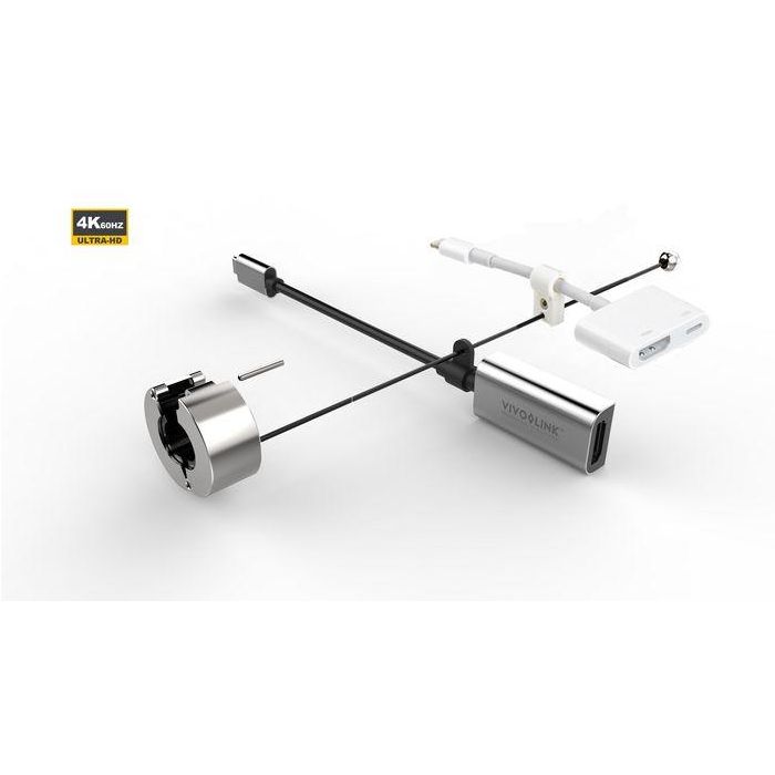 Vivolink Adaptador Pro USB-C + Lightning a HDMI 4K@60Hz para Monitor/Proyector, Ideal Salas de Reuniones