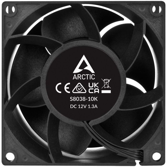ARCTIC S8038-10K Ventilador para Procesador 80x80x38mm, 10000 RPM, PWM, Rodamiento de Bolas, Negro 3