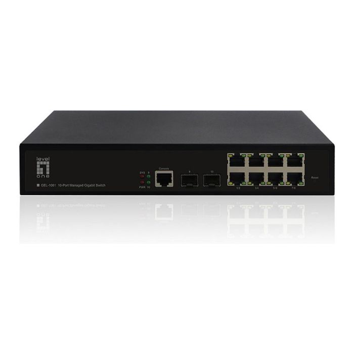 LevelOne GEL-1061 Switch Gestionado L2 Gigabit Ethernet 8 Puertos GE + 2 Puertos SFP Montaje en Rack 19" 0 LevelOne GEL-1061 Switch Gestionado L2 Gigabit Ethernet 8 Puertos GE + 2 Puertos SFP Montaje en Rack 19" 0