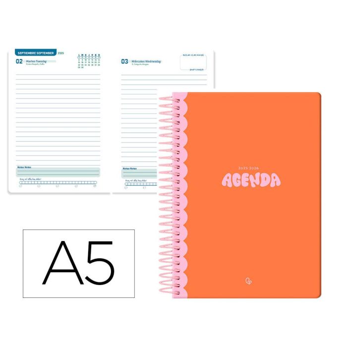 Agenda Escolar Liderpapel 25-26 Espiral Classic Naranja Dia Pagina A5 Bilingüe Papel Fsc 70 gr Agenda Escolar Liderpapel 25-26 Espiral Classic Naranja Dia Pagina A5 Bilingüe Papel Fsc 70 gr