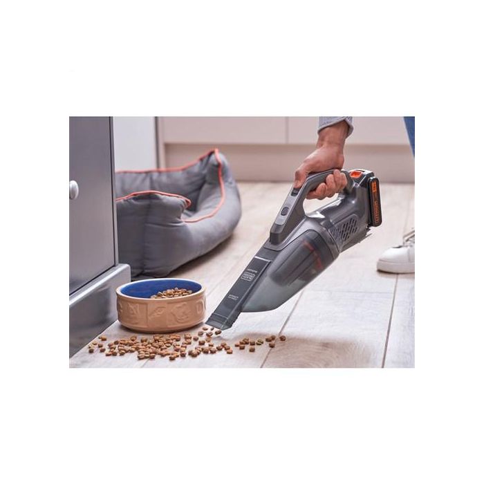 Black+Decker Aspirador de Mano con Batería Externa 18V 1.5Ah Litio, Depósito 500ml, Filtro Lavable, Boquilla Estrecha Incluida 1