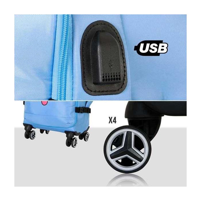 Karactermania Maleta de Cabina Lilo y Stitch Face 4 Ruedas Poliéster Azul 35 x20 x55 cm con Cierre TS Lock y Puerto USB 6 Karactermania Maleta de Cabina Lilo y Stitch Face 4 Ruedas Poliéster Azul 35 x20 x55 cm con Cierre TS Lock y Puerto USB 6