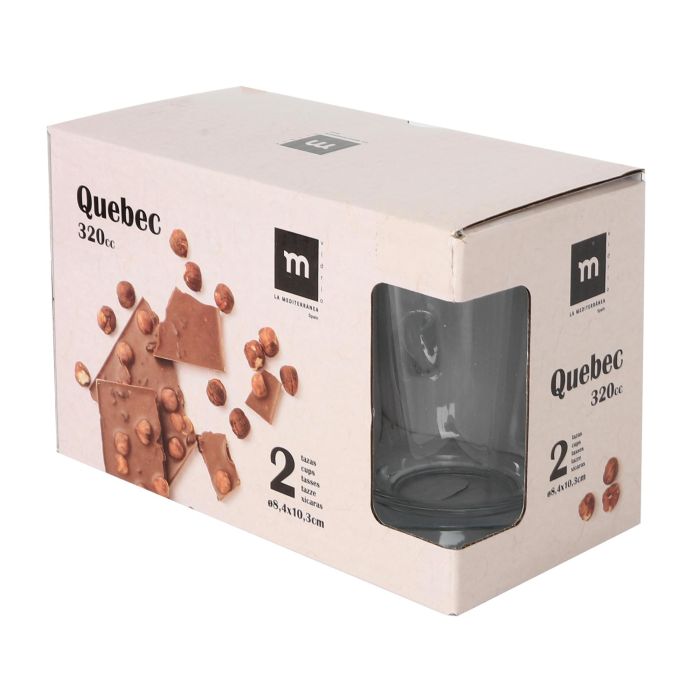 La Mediterranea Set de 2 Tazas Quebec 320 ml, 8.4 cm de diámetro x 10.3 cm de altura (24 Cajas) 2