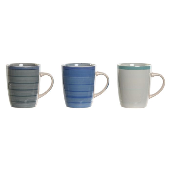 Mug Basicos DKD Home Decor Azul Azul Celeste 8.5 x 11 x 12.5 cm (12 Unidades)