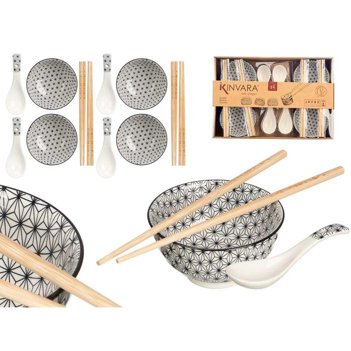Set 12 Piezas Sushi Blanco Kinvara - Cerámica y Bambú - 37.5x25.5x7 cm (6 Unidades) Set 12 Piezas Sushi Blanco Kinvara - Cerámica y Bambú - 37.5x25.5x7 cm (6 Unidades)