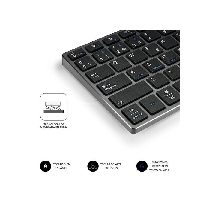 SUBBLIM Teclado Wireless Bluetooth Aluminio Advance Extended Grey 4