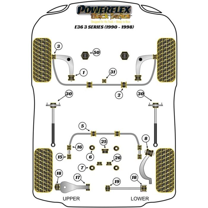 Powerflex EXH034 BMW Exhaust Montaje Silentblock Y Soporte