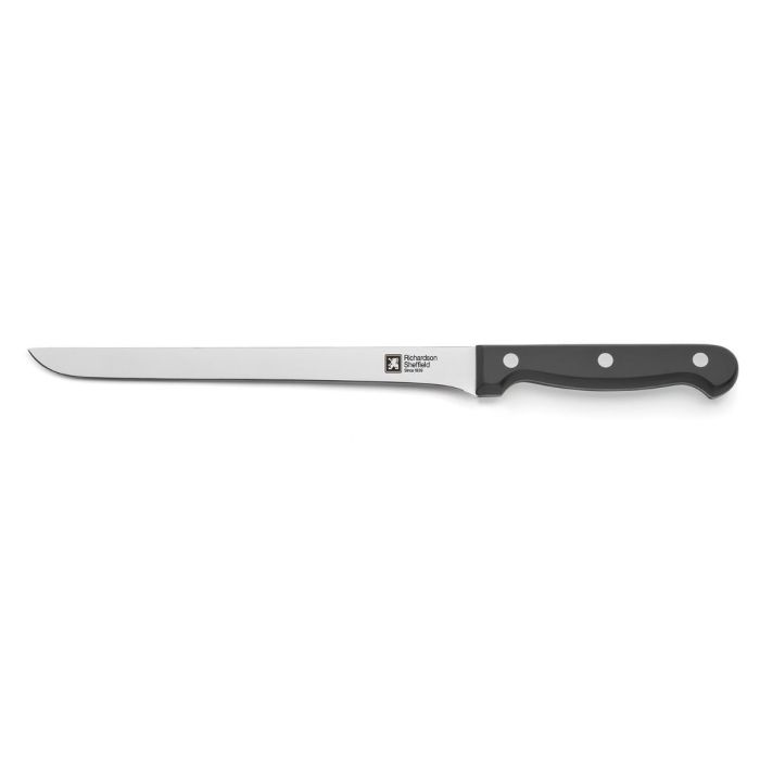 Richardson Sheffield Cuchillo Jamonero Artisan Acero Inoxidable 25 cm Negro Pack 6. Mango Ergonómico, Hoja Espiga Completa, Apto Lavavajillas