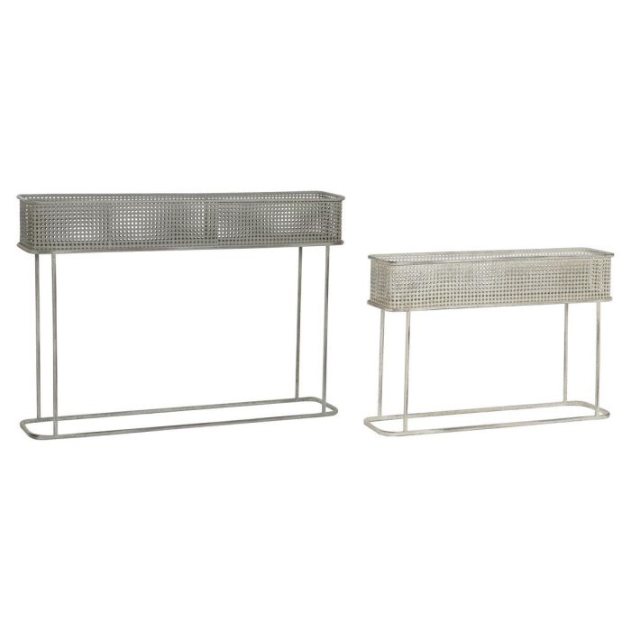 Macetero Vintage DKD Home Decor Gris Blanco 22 x 70 x 100 cm Set de 2